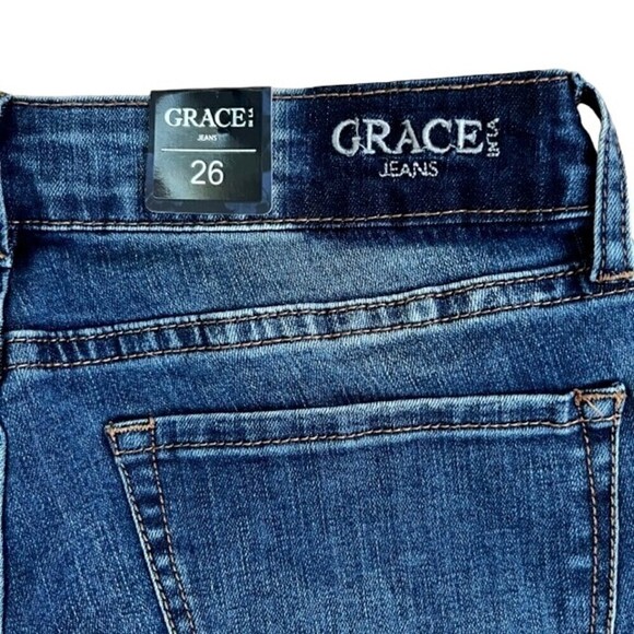 Grace in LA 2 Tone Raw Hem Jeans Size 26 NWT - Picture 5 of 6